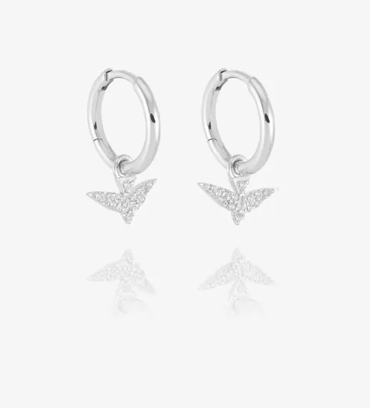 Dreamer Pave Bird Huggie Hoop Earrings